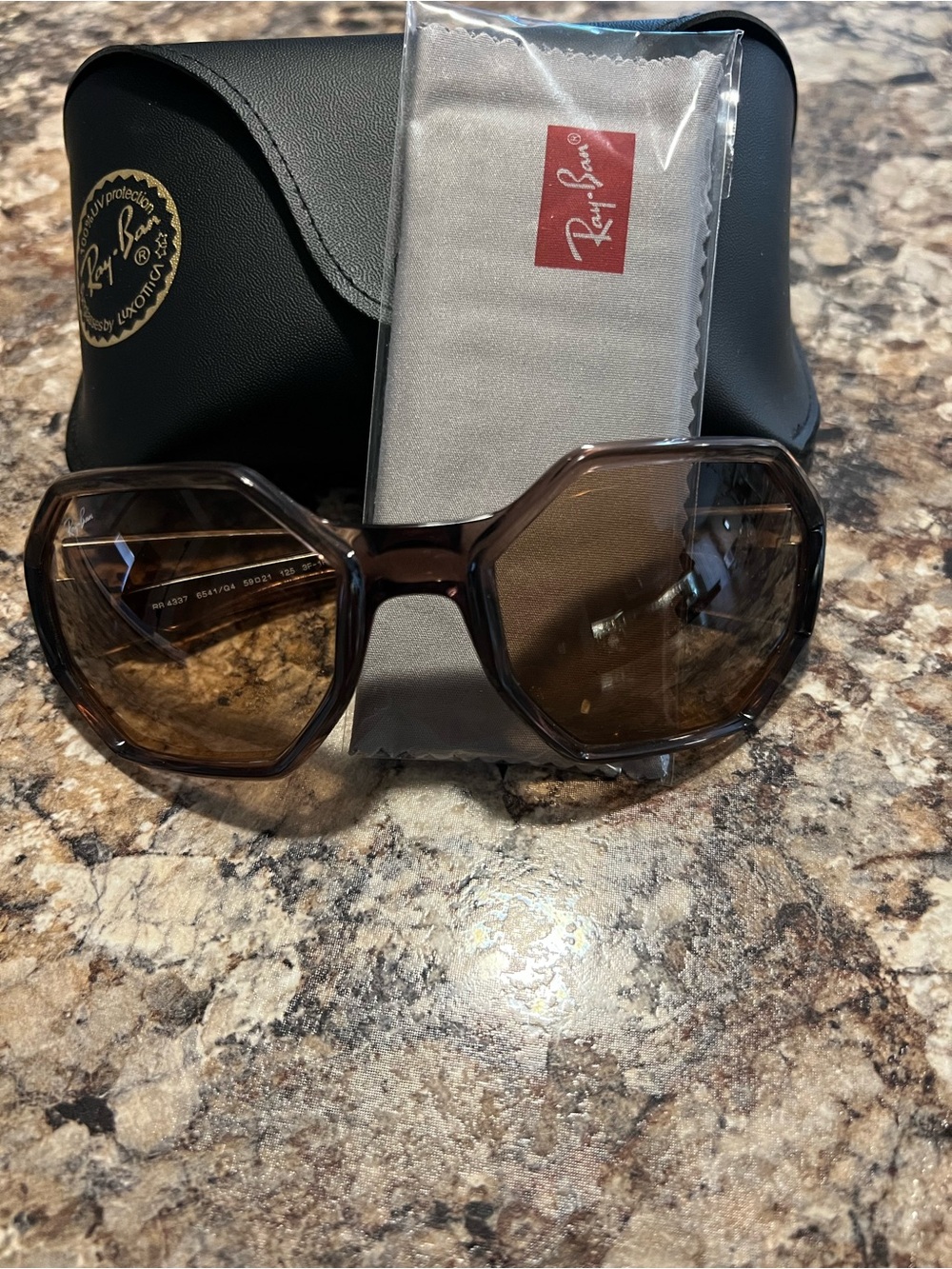 Ray-Ban Women's Brown Hexagonal Sunglasses with Gradient Lenses